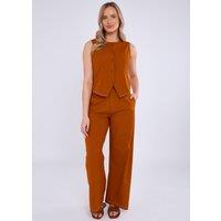 Gini London Women's Rust Cotton Contrast Stitch Detail Waist Coat in Orange | Size: 16
