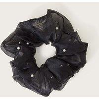 Monsoon Women's Oversized Pearl Hair Scrunchie in Black