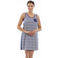 Camille Women's Lightweight Striped Sleeveless Nightie in Navy | Size: 8-10