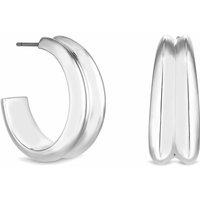 Inicio Women's Sterling Silver Plated Curved Hoop Earrings - Gift Pouch