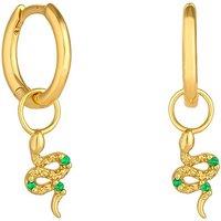 Inicio Women's 14K Real Gold Plated Brass Serpant Charm Earrings - Gift Pouch