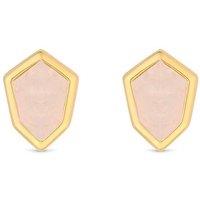Inicio Women's 14K Real Gold Plated Rose Quartz Stud Earrings - Gift Pouch