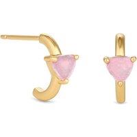 Inicio Women's 14K Real Gold Plated Rose Quartz Hoop Earrings
