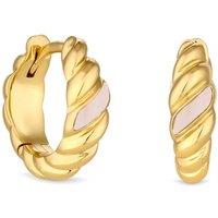 Inicio Women's 14K Real Gold Plated Opal Hoop Earrings - Gift Pouch