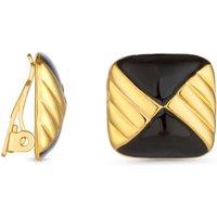 Jon Richard Women's Vintage Inspired Gold Plated & Jet Enamel Earrings