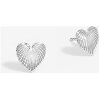 Simply Silver Women's 925 Polished Ridge Heart Stud Earrings in Silver