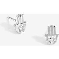 Simply Silver Women's Sterling Silver 925 Cubic Zirconia Hamsa Hand Stud Earrings