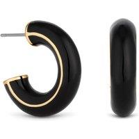 Jon Richard Women's Gold Plated & Jet Hoop Earrings