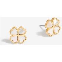 Jon Richard Women's Gold Plated & Mother Of Pearl Heart Clover Stud Earrings