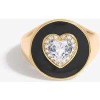Jon Richard Women's Gold Plated Cubic Zirconia Heart & Enamel Ring