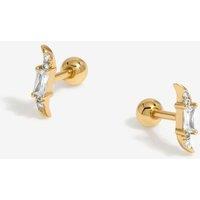 Inicio Women's Gold Plated Mini Crystal Wave Earrings - Gift Pouch