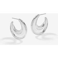 Inicio Women's Silver Plated Statement Molten Polished Hoops - Gift Pouch