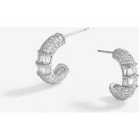 Jon Richard Women's Rhodium Plated Cubic Zirconia Micro Pave Mini Hoop Earrings in Silver