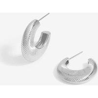 Jon Richard Women's Silver Plated Diamond Cut Hoop Earrings
