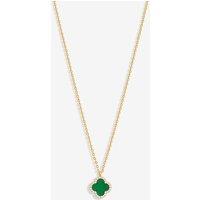 Jon Richard Women's Gold Plated & Malachite Clover Pendant Necklace
