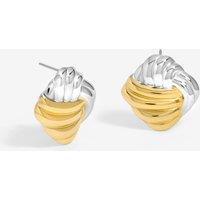 Jon Richard Women's Two Tone Ridge Stud Earrings in Silver