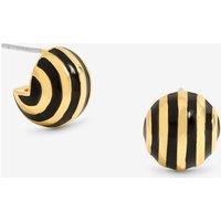 Jon Richard Women's Gold Plated & Jet Enamel Stripe Dome Earrings