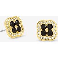 Jon Richard Women's 14K Gold Plated Crystal & Jet Clover Studs