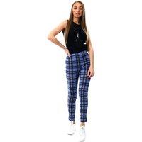 Cutie London Women's Blue Plaid High-Waisted Trousers | Size: 8