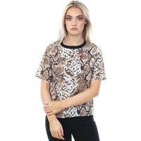 Cutie London Women's Snake Print Short-Sleeve Top in Brown | Size: 10
