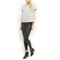 Cutie London Women's Textured Boucle Short-Sleeved Top in Grey | Size: 10