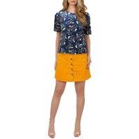 Cutie London Women's Statement Velvet Print Top in Navy | Size: 12