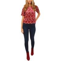 Cutie London Women's Statement Velvet Print Top in Red | Size: 12