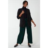 Blue Vanilla Women's Wide Leg Pleated Trousers in Bottle Green | Size: Medium