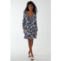 Blue Vanilla Women's Neck Shirred Midi Tiered Dress in Navy | Size: 8