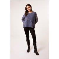 Blue Vanilla Women's Blue Long Sleeve Slip On Round Neck Sweatshirt | Size: S/M