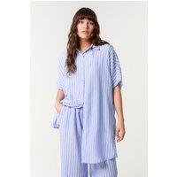 Blue Vanilla Women's Blue Three Quarter Sleeve Button Up Collar Blouse