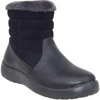 Chums Women's Wide EE Fit PU Thermal Lined Side Zip Mock Suede Boot in Black | Size: 7
