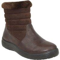 Chums Women's Wide EE Fit PU Thermal Lined Side Zip Mock Suede Boot in Brown | Size: 7