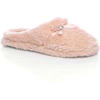 AJVANI Women's Fleece Mules Slippers in Peach | Size: 8