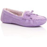 AJVANI Women's Flat Heel Boat Shoes Moccasins Slippers in Lilac | Size: 4