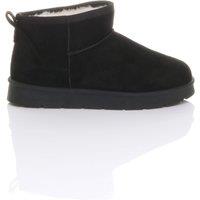 AJVANI Women's Faux Fur Lined Mini Ankle Boot Slippers in Black | Size: 4