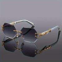 AJVANI Women's Geometric Rimless Oval Sunglasses Shades in Grey