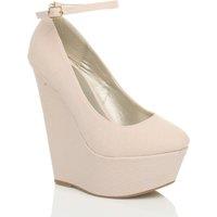 AJVANI Women's High Wedge Heel Ankle Strap Platform Court Shoes in Pink | Size: 5