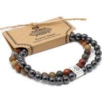 KDMD Women's Magnetic Gemstone Bracelet - Picasso Jasper in Brown