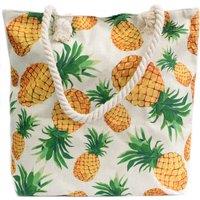 KDMD Women's Rope Handle Bag - Pineapples in White
