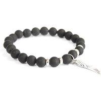 KDMD Women's Angel Wing / Black Agate - Gemstone Bracelet in Grey