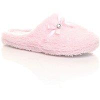 AJVANI Women's Flat Heel Fleece Mules Slippers in Baby Pink | Size: 8