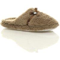 AJVANI Women's Fleece Mules Slippers in Taupe | Size: 8