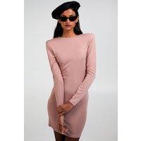 Pink Vanilla Women's Scoop Neck Long Sleeve Shoulder Pad Dress in Pink | Size: 8