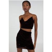 Pink Vanilla Women's Brown Velvet Chain Detail Crop Top | Size: Medium