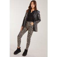 Pink Vanilla Women's Zebra Print Straight Jeans in Black | Size: 12