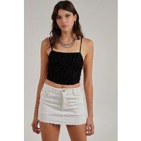Pink Vanilla Women's Animal Flocked Corset Top in Black | Size: 14