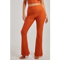 Pink Vanilla Women's Waffle Flared Trouser in Terracotta | Size: Small