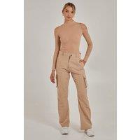 Pink Vanilla Women's Cold Shoulder Ribbed Body in Stone | Size: 6