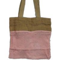 KDMD Women's Pure Soft Jute & Cotton Mesh Bag - Rose in Pink